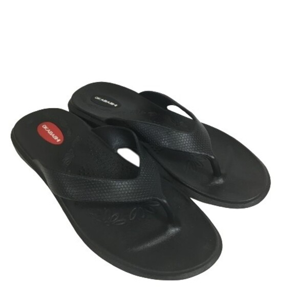 Okabashi Women's Size M/L Black Flip Flops Thongs Sandals Beach Slip On Made USA - Picture 8 of 10